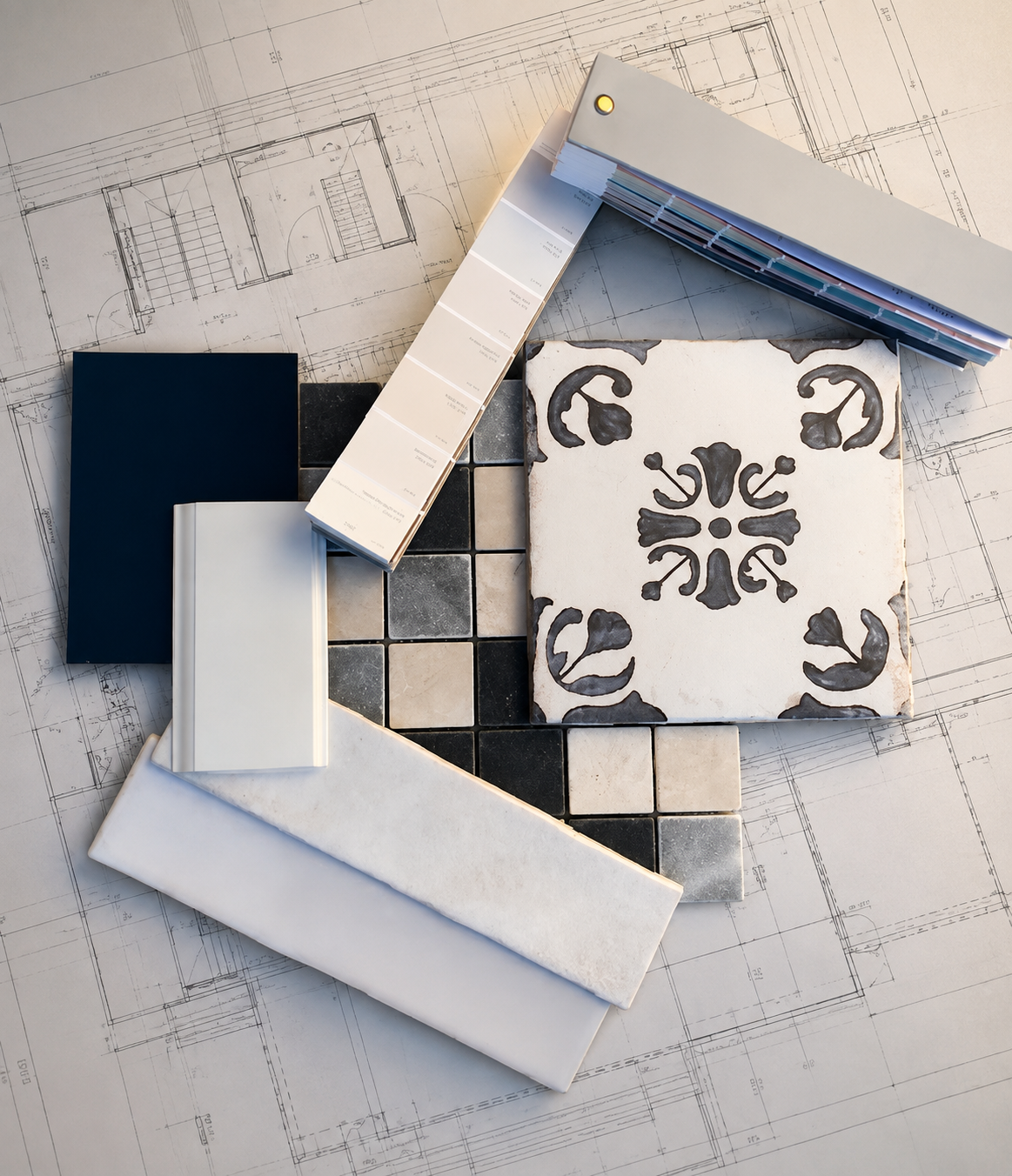 Dino Presutto and a homeowner reviewing material selections at a design showroom — Tuscany Builders South Orange County